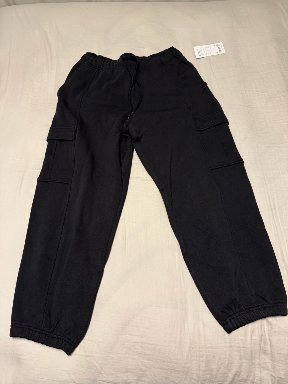 Women’s Black Heavyweight Terry Cargo Jogger Pants